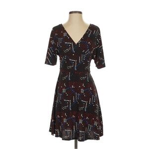 Black Polka Dot V-Neck Fit & Flare Dress - Unbranded